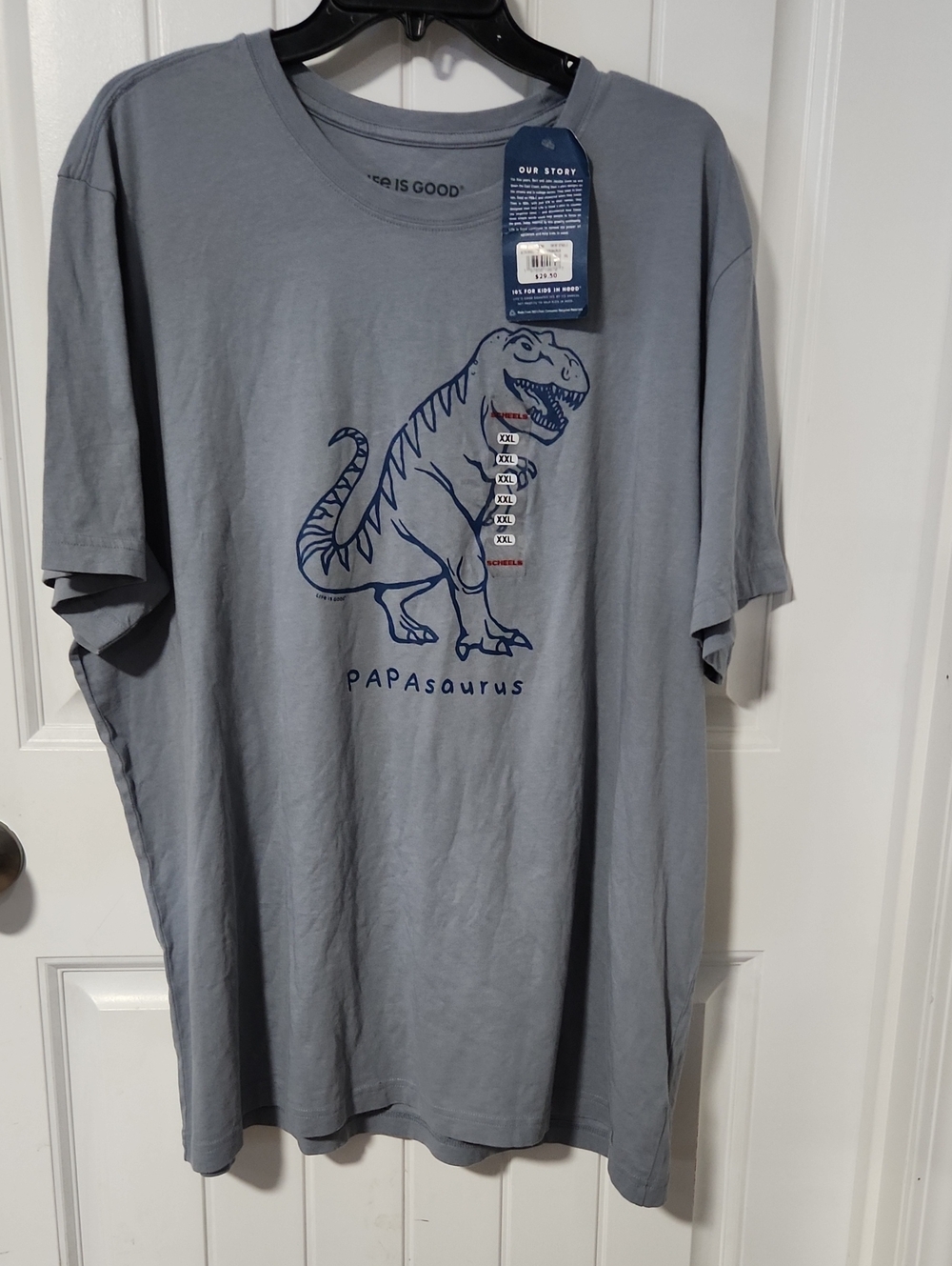 Life Is Good Men's Gray 'PAPAsaurus' Graphic T-Shirt XXL NWT